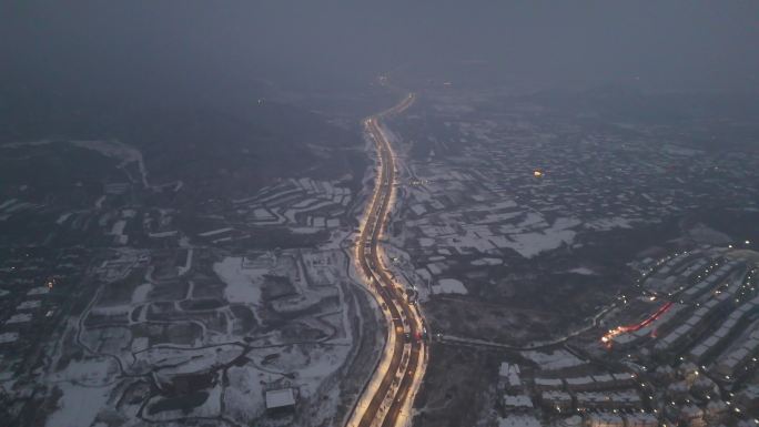 4k航拍城市道路冬天唯美雪景石家庄