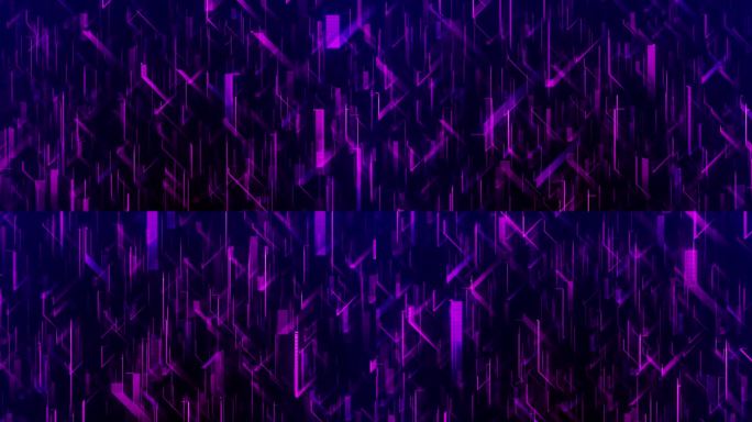 4K霓虹背景的数字粉紫色元素与粒子和数字数据连接