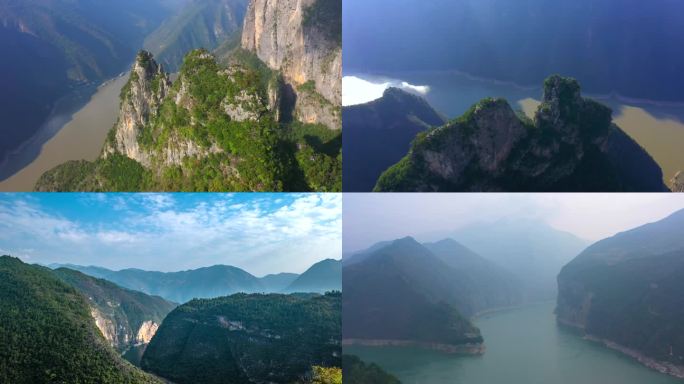 航拍重庆三峡神女峰瞿塘峡夔门巫山宣传片