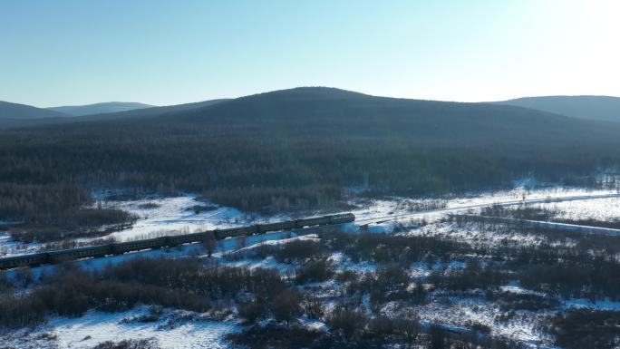 俯拍冬季大兴安岭森林雪景