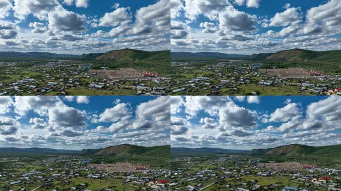 大兴安岭林区山村夏日风景