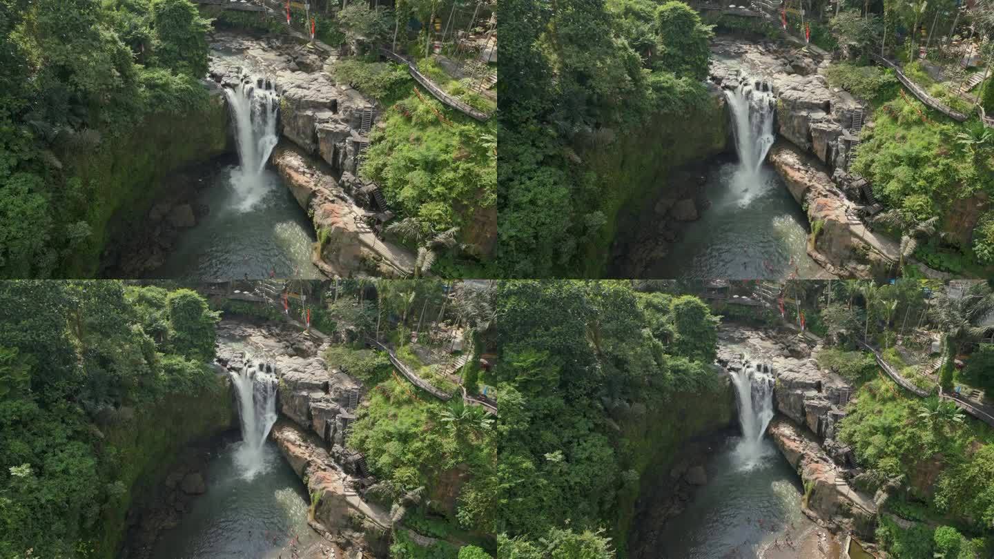 撤回无人机在巴厘岛瀑布上空拍摄的照片