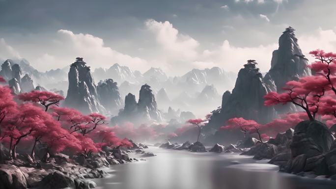 简约意境中国风山水画背景