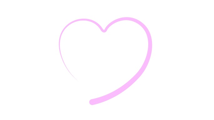 动画粉红色的心画与液体效果。画出和消失的笔触的效果。爱的概念，志愿服务，捐赠。矢量插图隔离在白色背景