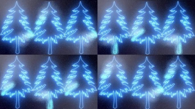 传统圣诞树与发光的银尘颗粒循环- 4k