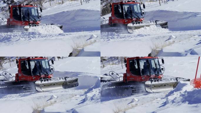 进行长白山道路积雪清除工作的推雪车