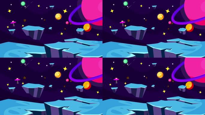 生动的彩色动画与游戏室在粉红色，蓝色和紫色的霓虹灯。强大的电脑设置为游戏玩家。舒适的现代设计的娱乐房
