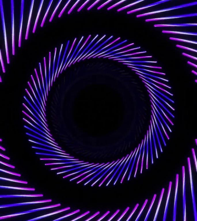 垂直视频旋转霓虹圈的线条vj循环动画背景