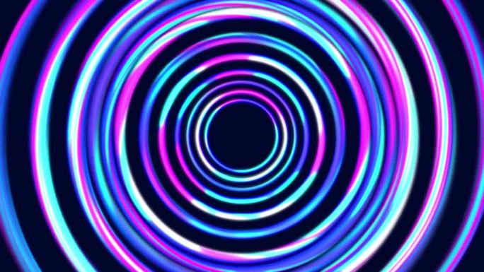 科幻霓虹灯圆形传送门抽象动画效果。网络未来技术运动图形。