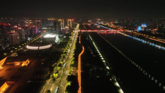 太原万柏林区滨河西路北段夜景4k航拍