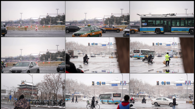 雪后京城：从初雪到车流涌动的都市风貌