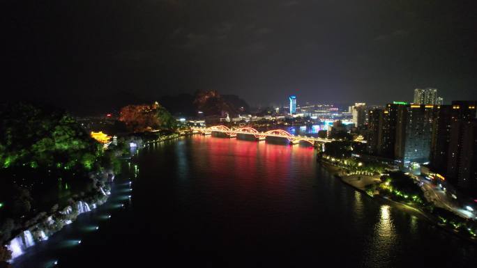 柳州城市夜景灯光航拍