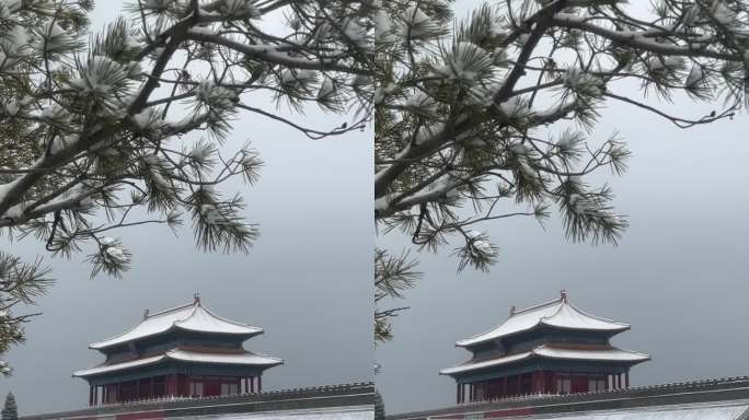北京故宫神武门雪景