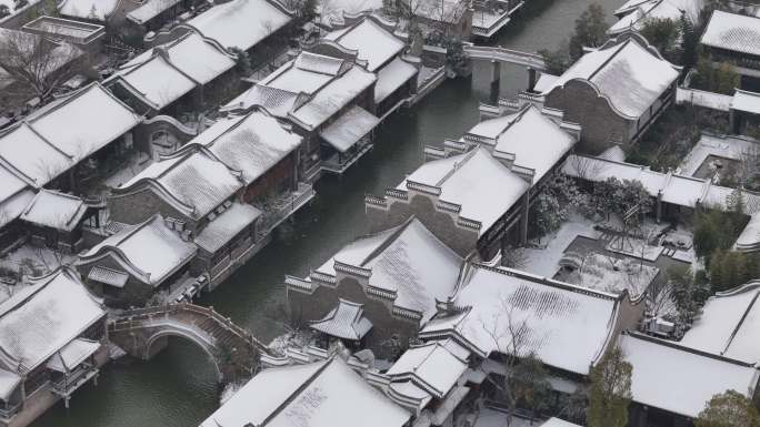 开封地标雪景开封朱仙镇启封故园雪景航拍