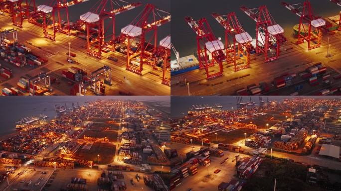 广州最大港口南沙港货运码头航拍4K视频