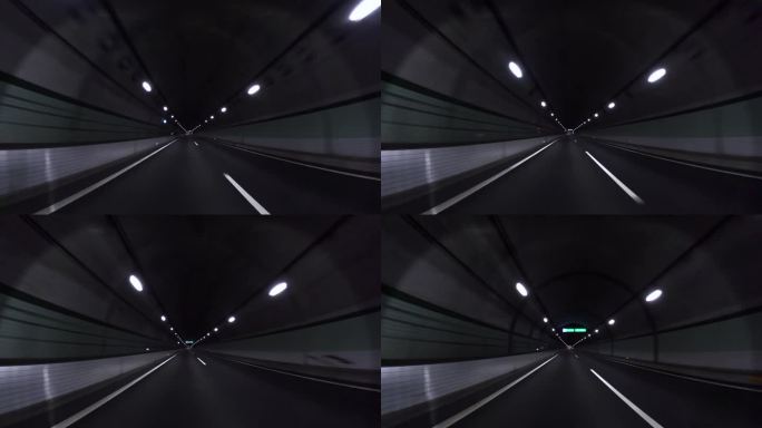 半夜开车穿过高速公路隧道