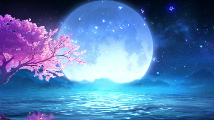 6k月亮桃树唯美夜景