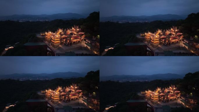 台北山上的夜景傍晚黄昏仿古复古台北故宫