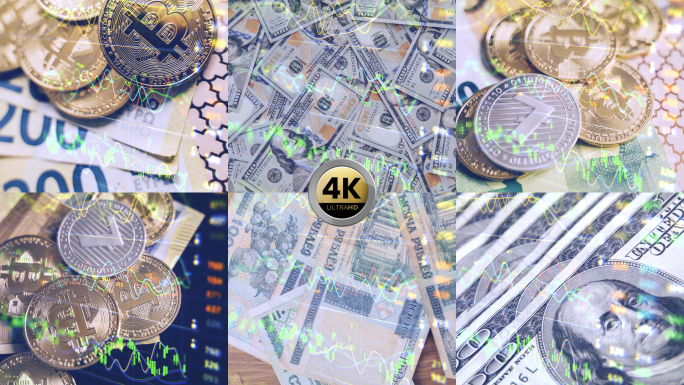 数字货币股市基金货币虚拟币k线图4k素材