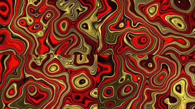 抽象液体金红色波浪形反射表面时髦的彩色流体抽象流动。美丽的渐变纹理