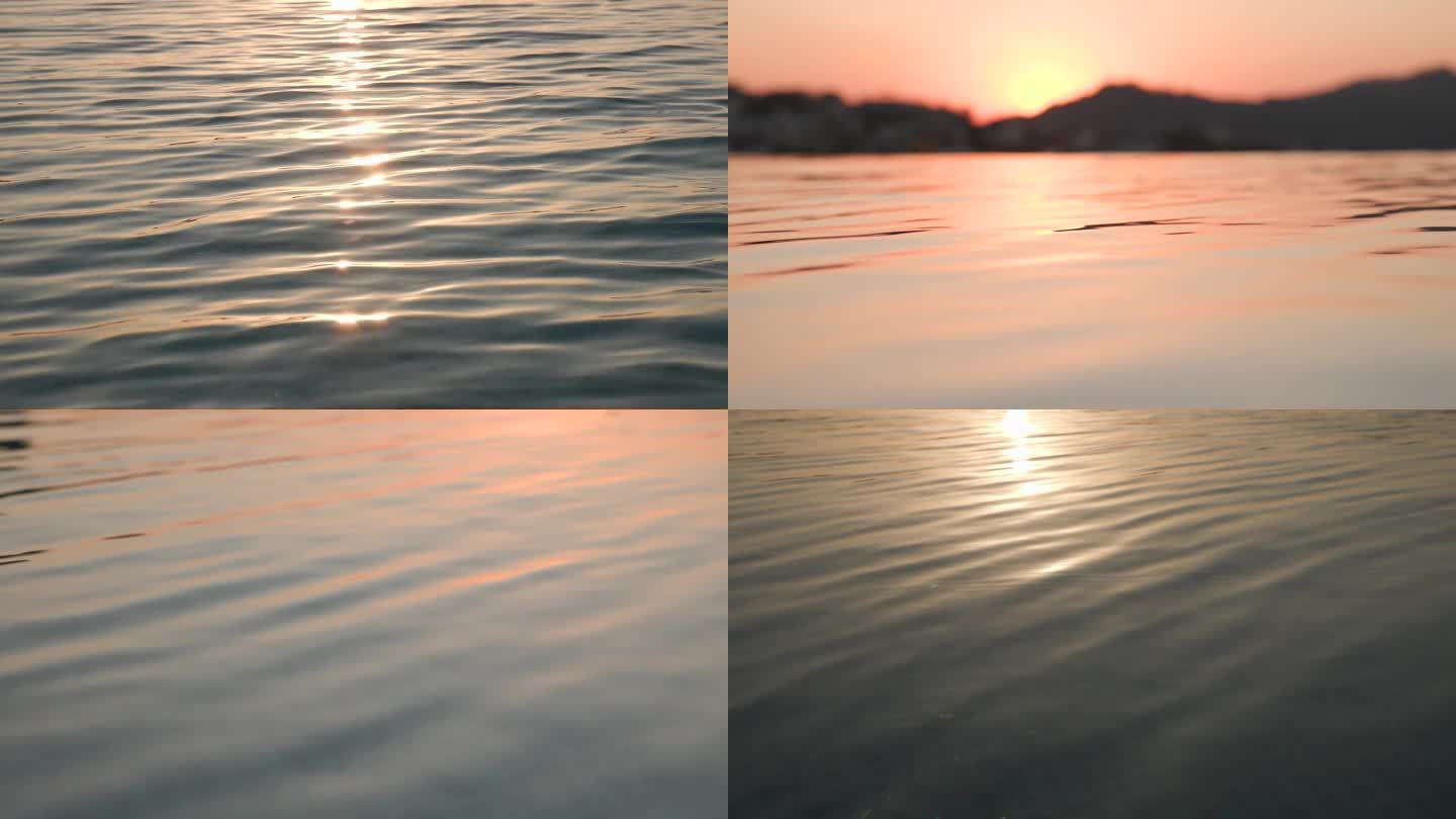 日落水面金色水波纹意境