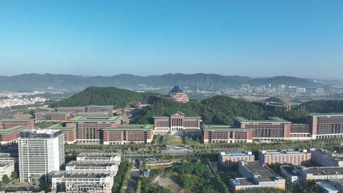 深圳光明区中山大学校区航拍学校建筑风光