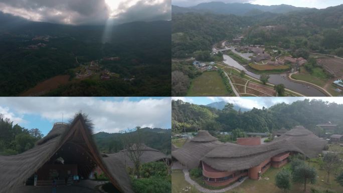 海南五指山毛纳村航拍4k