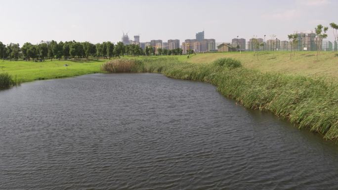 苏州吴江东太湖湿地公园鸟瞰及东太湖酒店