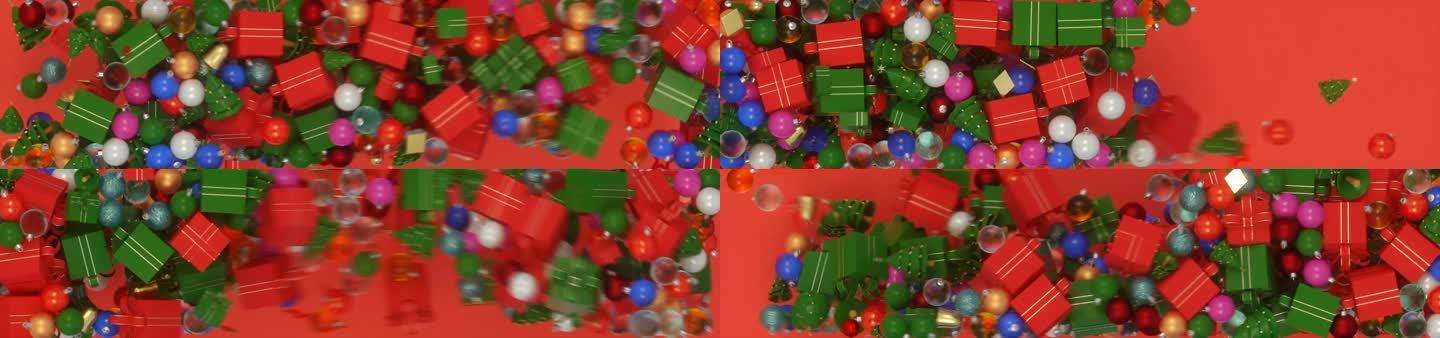 圣诞横屏 气氛组合 圣诞礼物装饰球