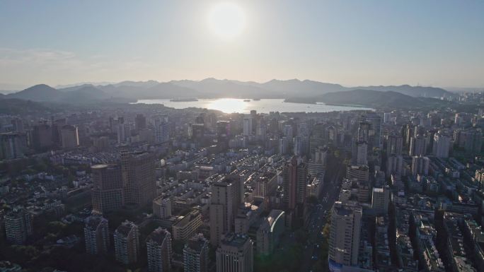 杭州市中心城市大景 杭州西湖