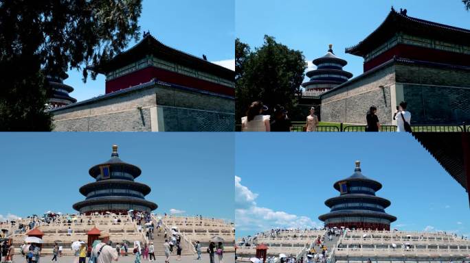 北京天坛祈年殿地坛古城墙游客
