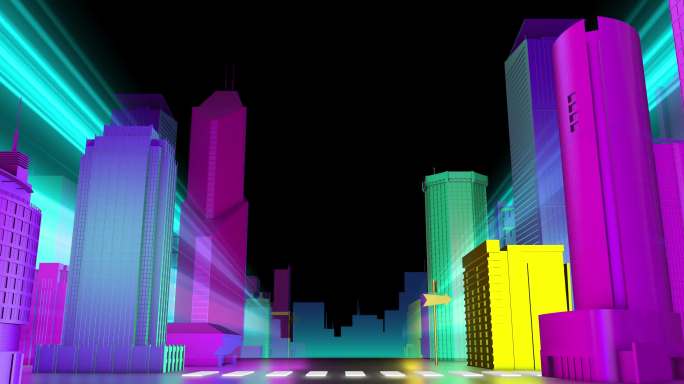 6K城市穿梭 赛博朋克 彩色城市 霓虹