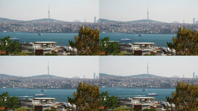 白天伊斯坦布尔著名的城市海湾观景台亚洲海岸线顶级全景4k土耳其