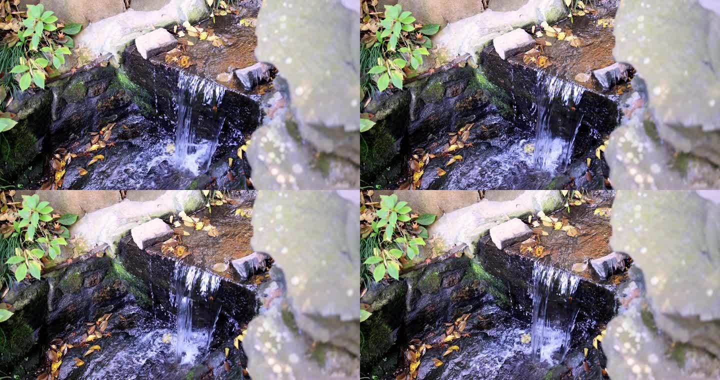 清澈的瀑布水流慢镜头