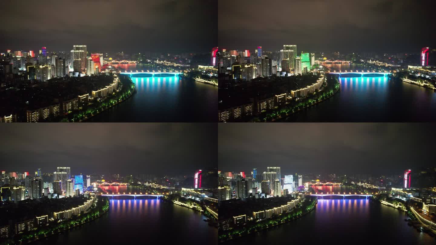 广西柳州夜景航拍