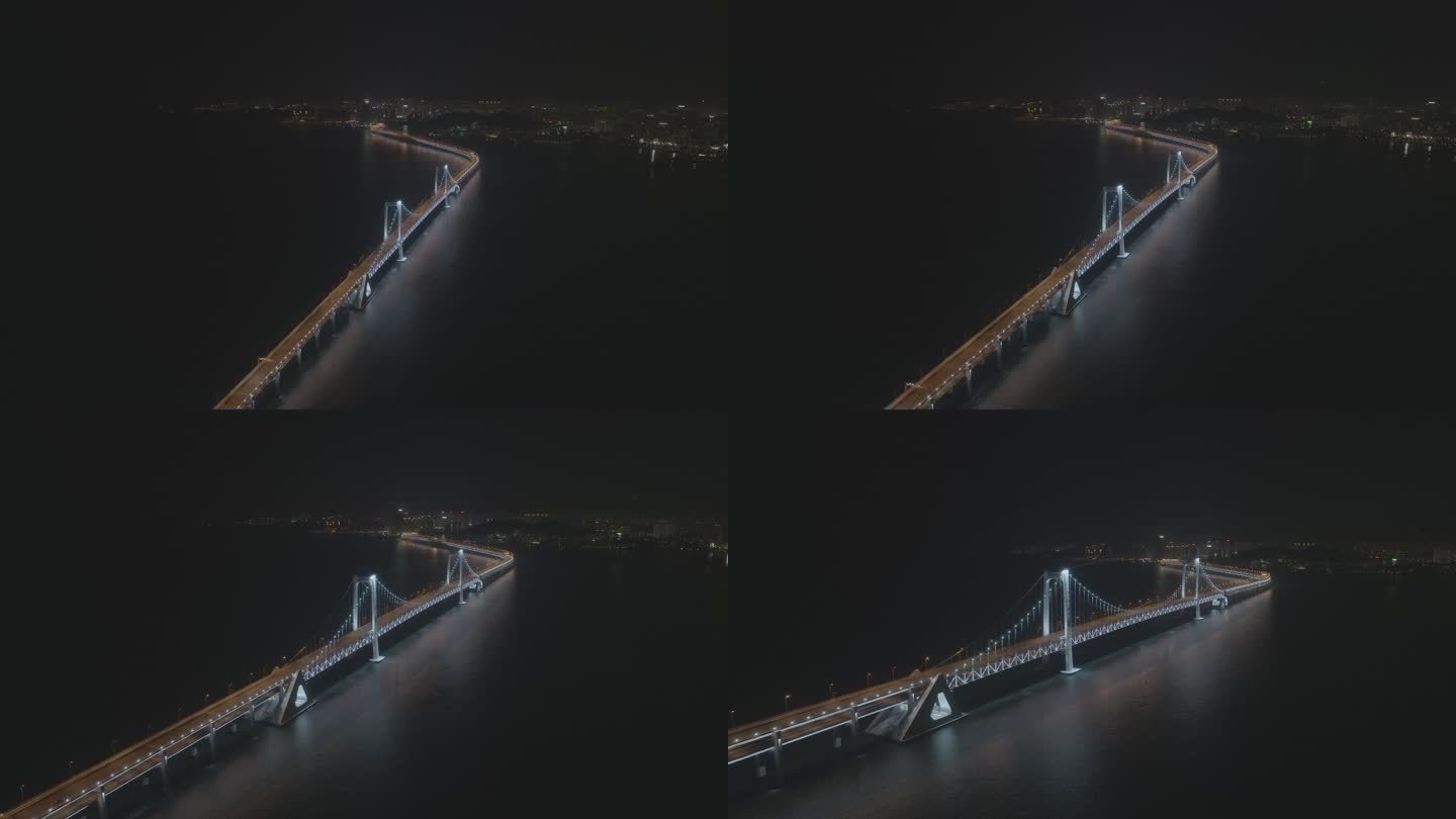 大连星海湾跨海大桥夜景航拍