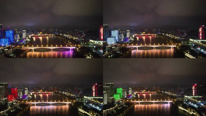 广西柳州夜景航拍