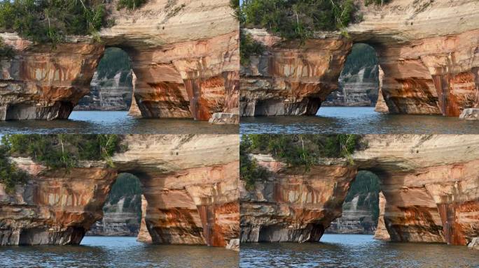 情人的飞跃拱门在画岩国家湖岸，密歇根州