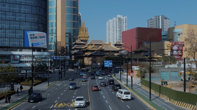 华山路常熟路行人交通街景