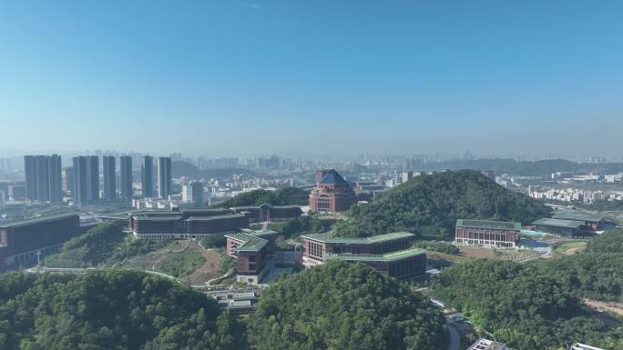 深圳光明区中山大学校区航拍学校建筑风光