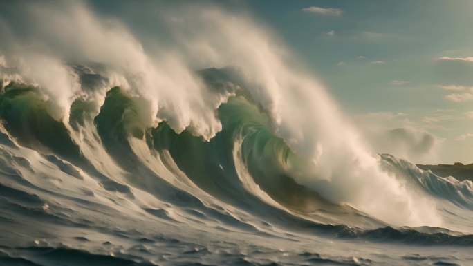 海洋巨浪 海浪翻滚 波涛汹涌的浪花多镜头