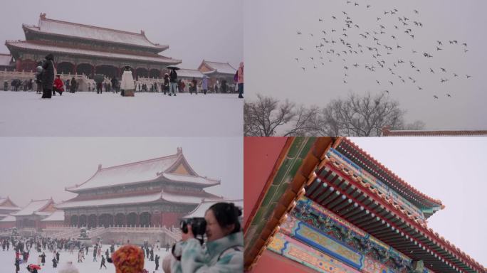 4K北京冬天故宫紫禁城雪景实拍