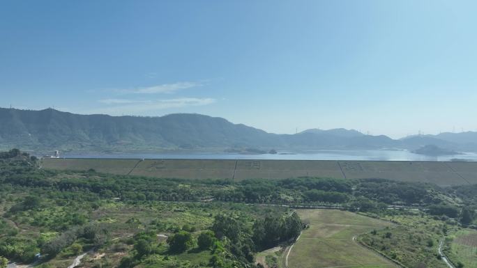 深圳光明区光明水库航拍光明湖绿水青山风光