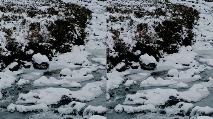 雪景冰山竖屏流水潺潺