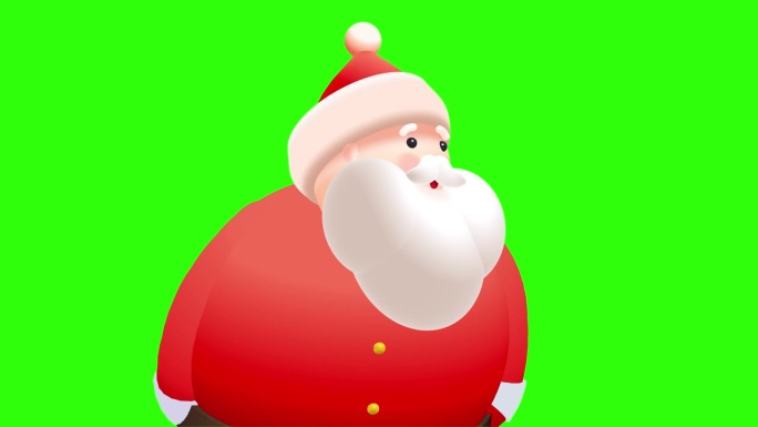 圣诞老人抬头看，凝视，透明背景(alpha通道)圣诞3D动画