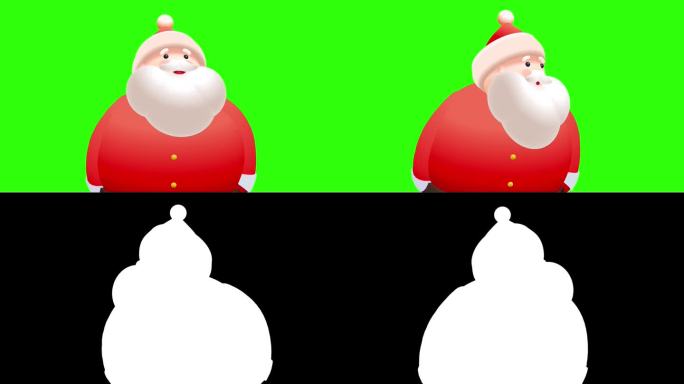 圣诞老人抬头看，凝视，透明背景(alpha通道)圣诞3D动画