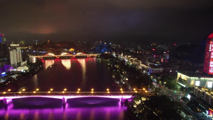 广西柳州夜景航拍