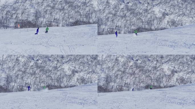 长白山雪道双人滑雪