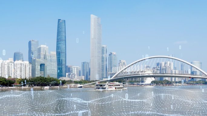 广州CBD城市景观与人工智能概念