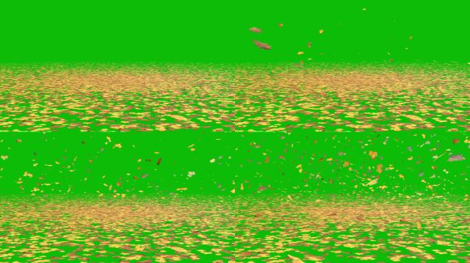 视觉效果，视觉特效，落叶在绿色屏幕上开始被空气吹，3D动画